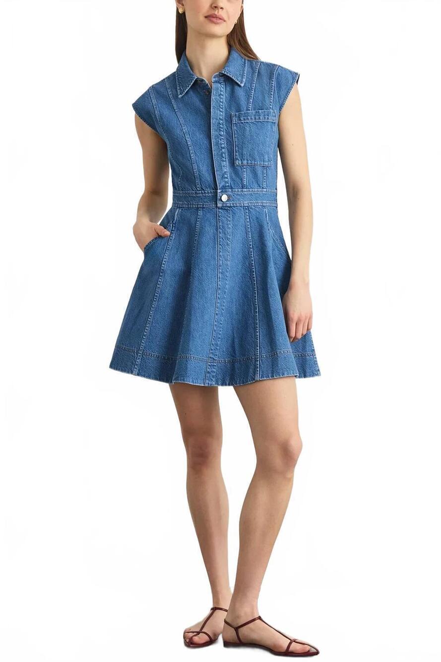 NEW TANYA TAYLOR hailey dress in medium indigo blue